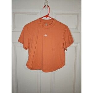 Adidas Cropped Athletic Top Womens S Small Pink Short Sleeve Gym Workout
